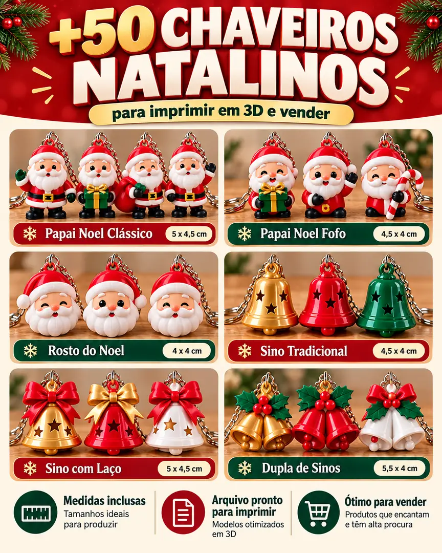 +50 Modelos de Chaveiros Natalinos para Impressão 3D — imagem 1