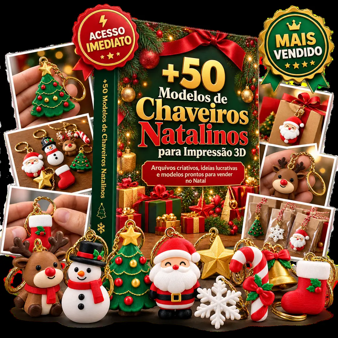 +50 Modelos de Chaveiros Natalinos para Impressão 3D